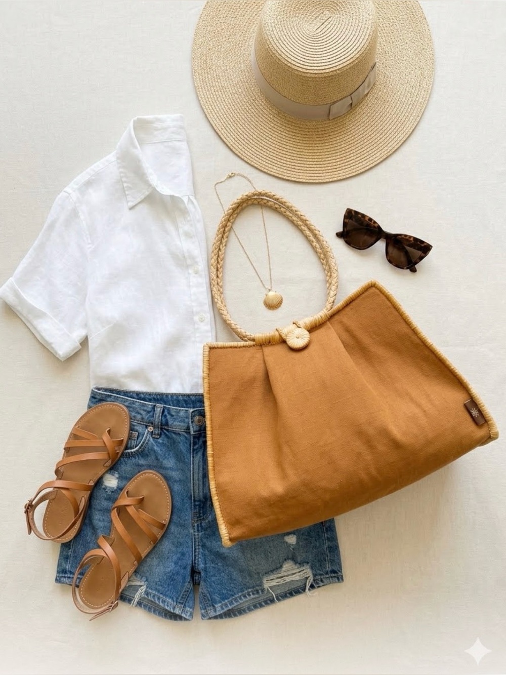 Bondi Beach Bag Co. Australia Woven Raffia & Canvas Tote Bag